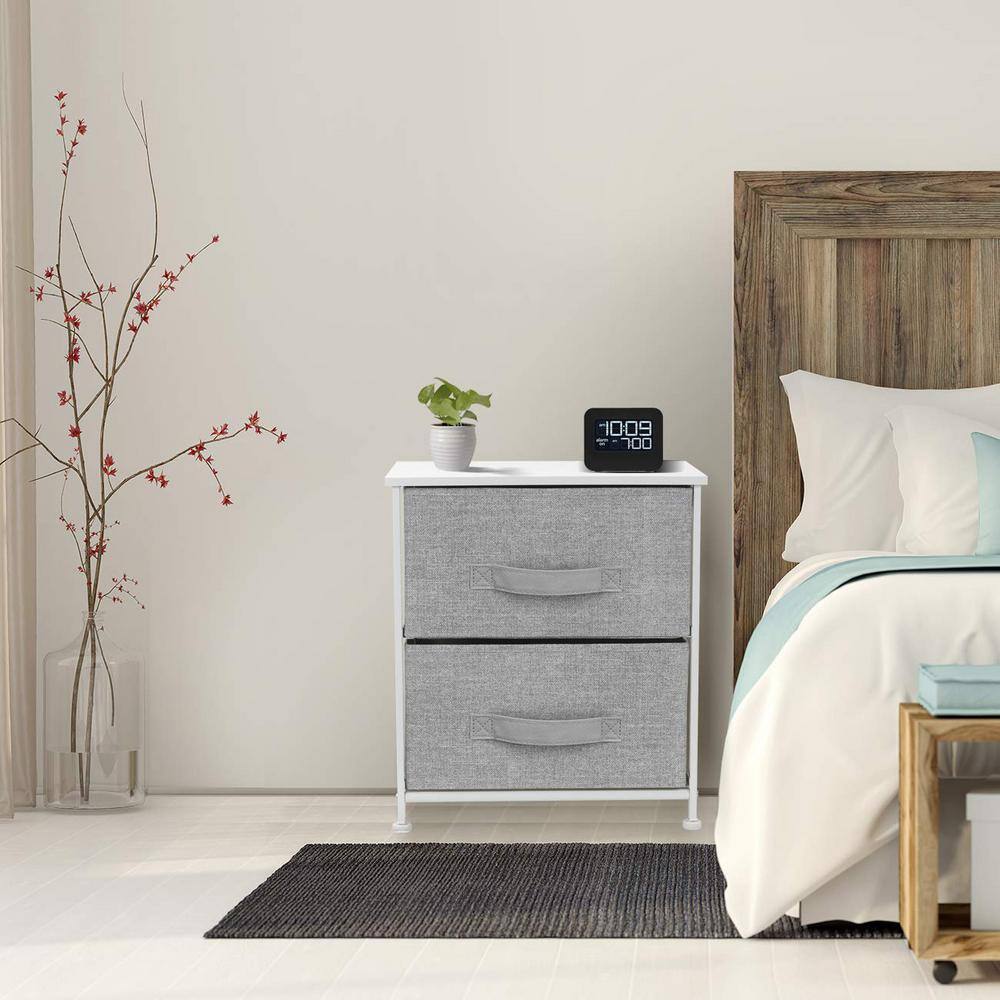 White Industrial Vertical Nursery Nightstand with Extra Deep Drawer