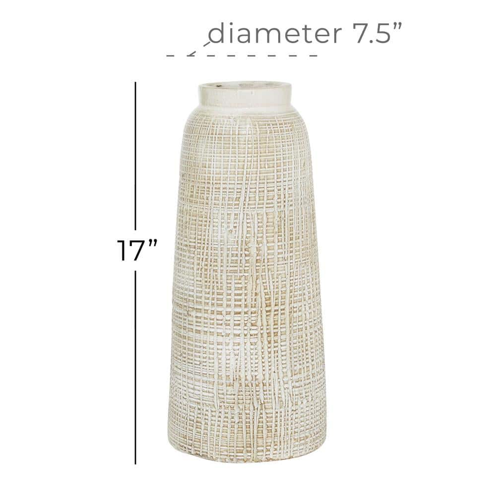 Coastal Charm 17" White Ceramic Textured Vase