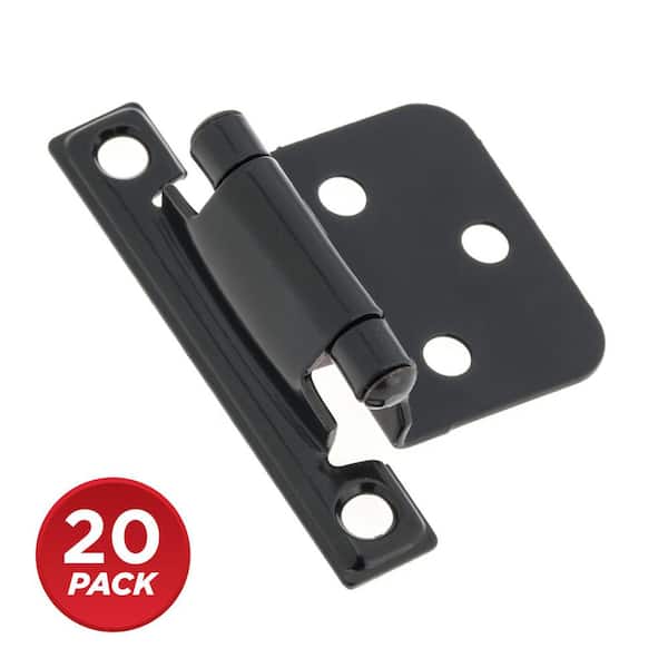 (20-Pack) Variable Overlay Matte Black Semi-Concealed Self-Closing Square-Edged for Face Frame Cabinet Hinge