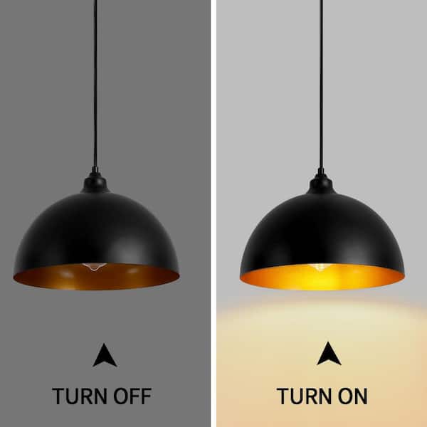 ZSMIHDOH 2-Light Black Modern Pendant Light with Metal Dome Shade