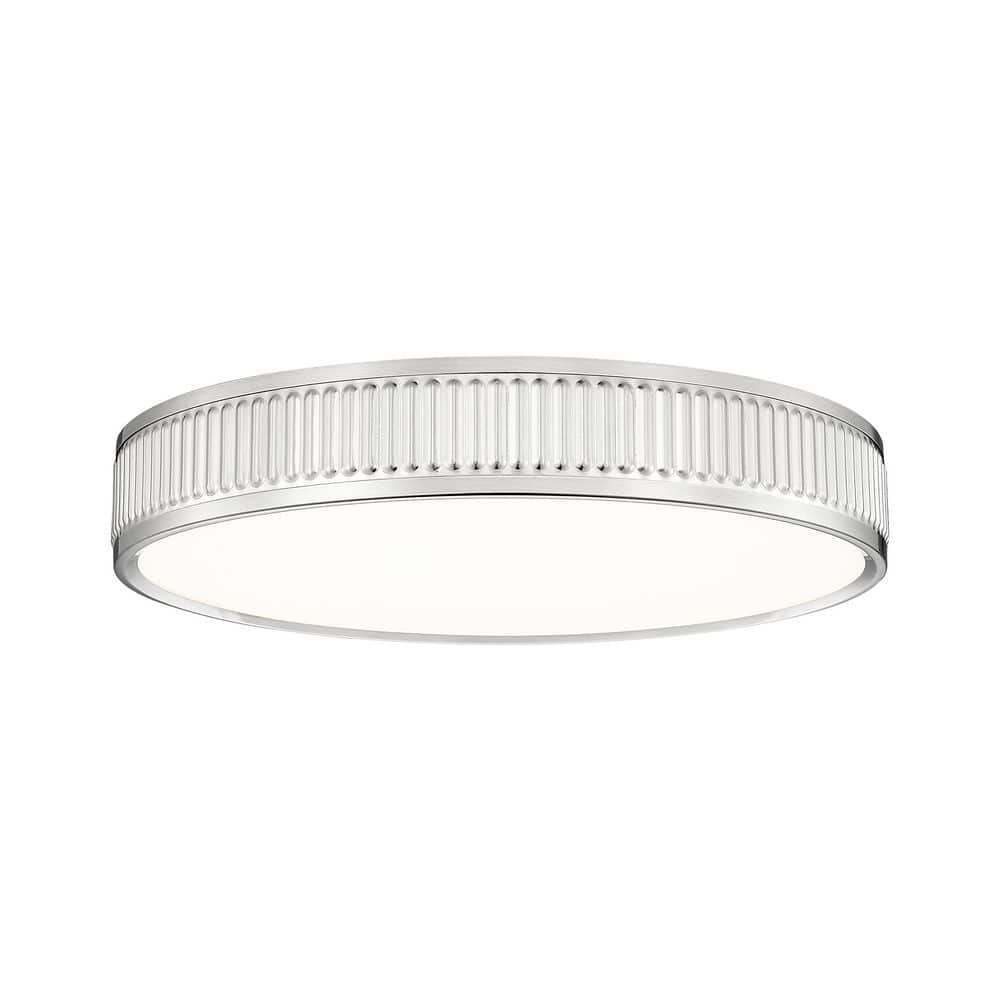 Stari 16.75 in. Brushed Nickel Integrated LED 1 Light Flush Mount with Fros