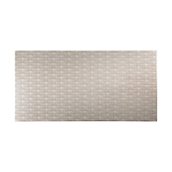 Fasade 96 in. x 48 in. Hammered Decorative Wall Panel in Crosshatch Silver