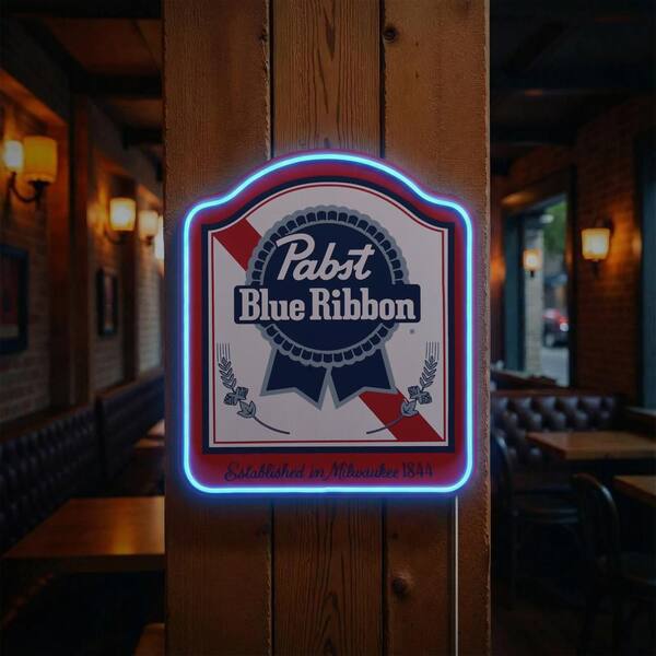 American Art Decor 18.75 in. x 16 in. Red Pabst Blue Ribbon Shield