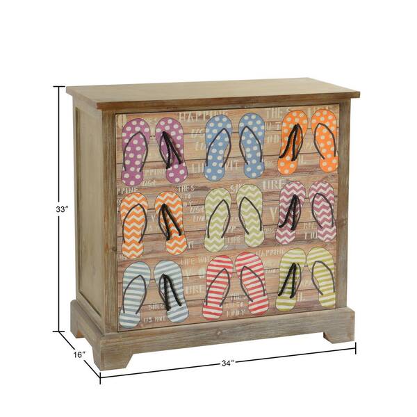 StyleCraft 3-Drawer Gray Driftwood, Painted Flipflop Print