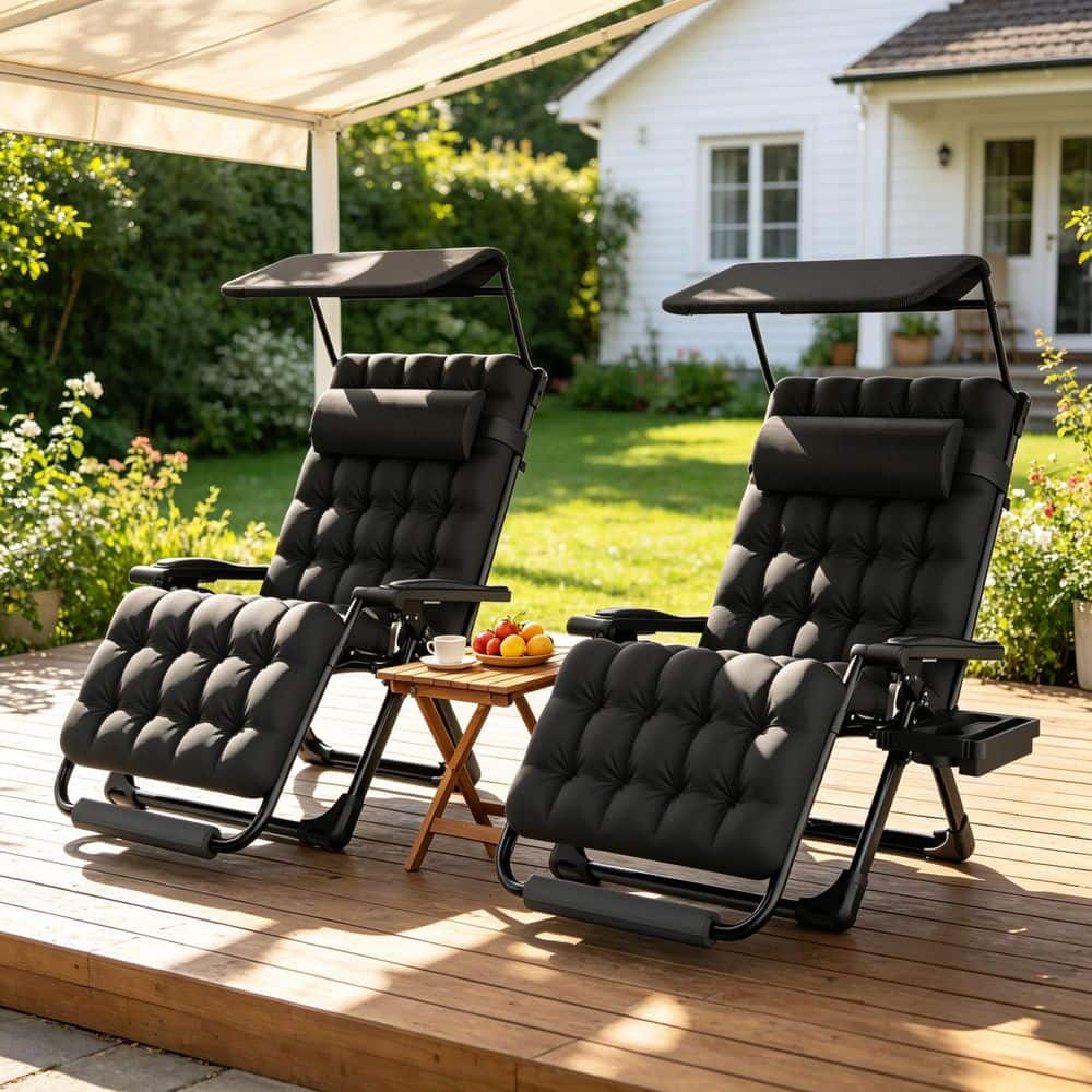 SUKLOM 2 Piece Oversized Zero Gravity Chair with Canopy, Folding