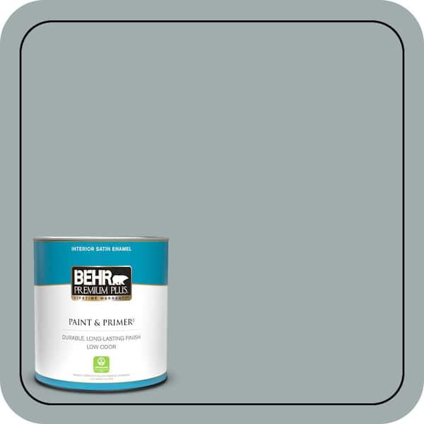 BEHR PREMIUM PLUS 1 qt. #QE-52 Portsmouth Bay Satin Enamel Low Odor Interior Paint & Primer