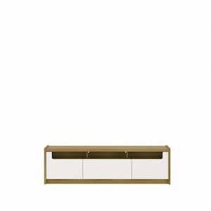 Munoz 72.83 in. Off White Gloss TV Stand Fits TV's up to 70 in. With 3-Compartments and Media Shelves