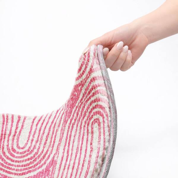 Dream Shag Premium Machine Washable Abstract ADS540 Blush 2 ft. x 7 ft. Runner Rug