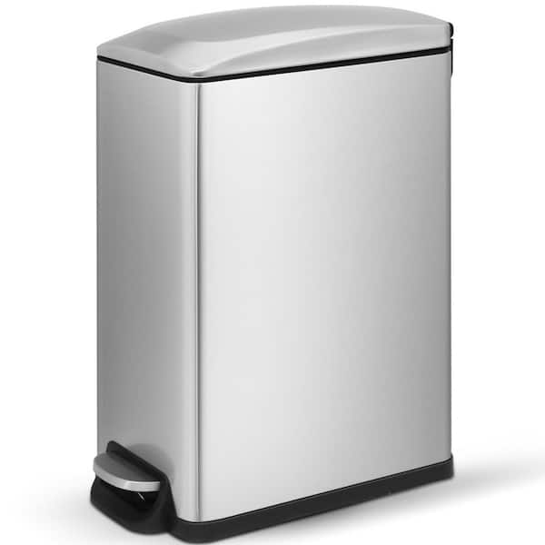 Innovaze 11.9 Gal./45-Liter Fingerprint Resistant Stainless Steel Slim Rectangular Kitchen Step-on Trash Can