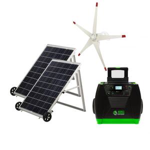 3600-Watt/5760W Peak Push Button Start Solar Powered Portable Generator with Two 100W Solar Panels and Wind Turbine Kit