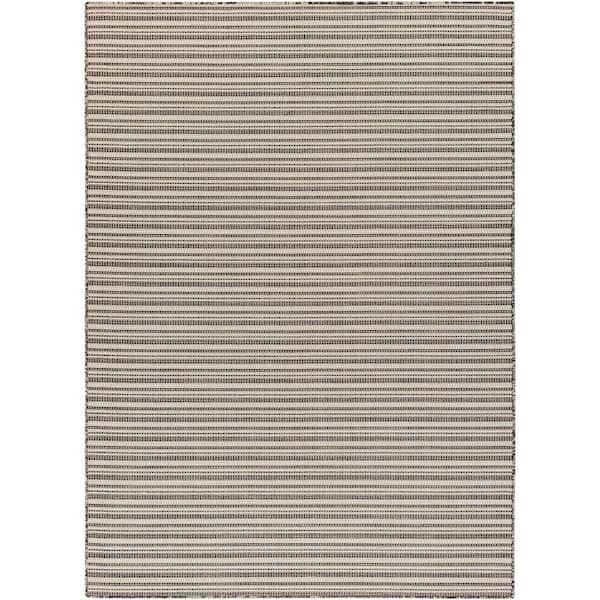 Livabliss Hampton Black/Gray Stripes 8 ft. x 10 ft. Indoor/Outdoor Area Rug