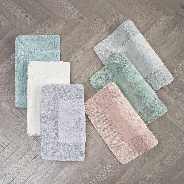 Laura Ashley Ruffle Cotton Border Aqva Blue 27 in. x 45 in. Bath