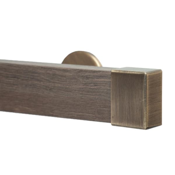 Art Decor Kontur Wood 48 in. Non-Adjustable Single Traverse Window Curtain Rod Set in Monaco with Antique Endcaps