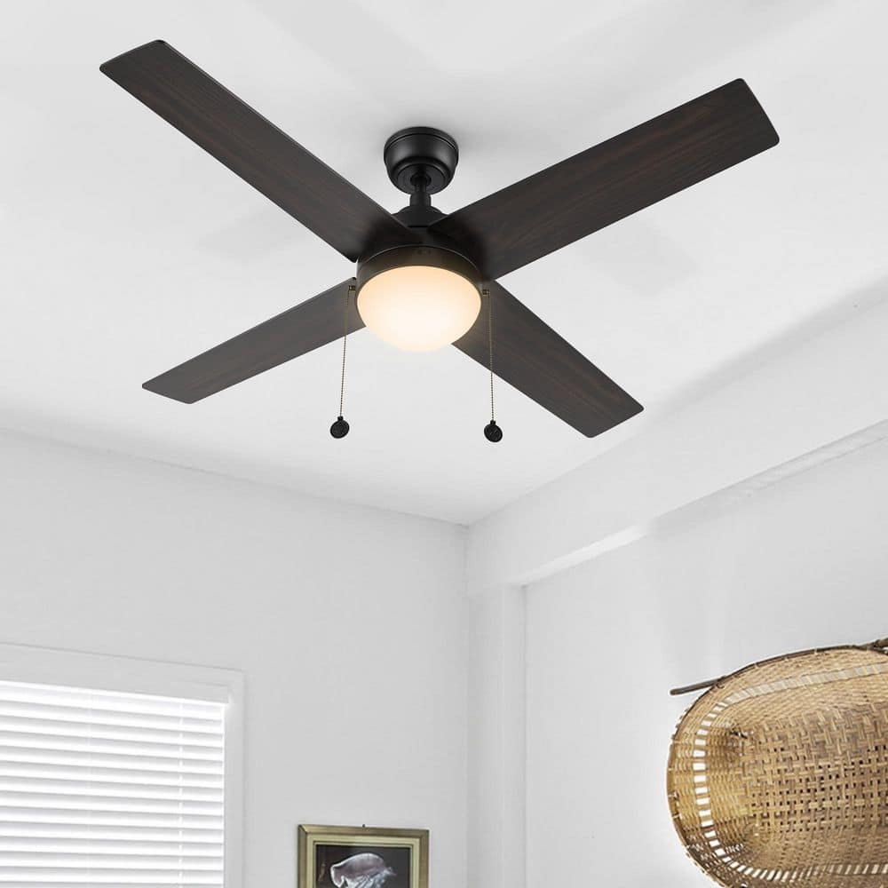 Zaire 52 in. Indoor Matte Black Downrod Standard 3-Speed DC Ceiling Fan with Dimmable LED and Pull Chain price history on PriceWatchPro