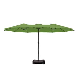 15 ft. Market Patio Umbrella 2-Side in Lime Green with Base and Sandbags