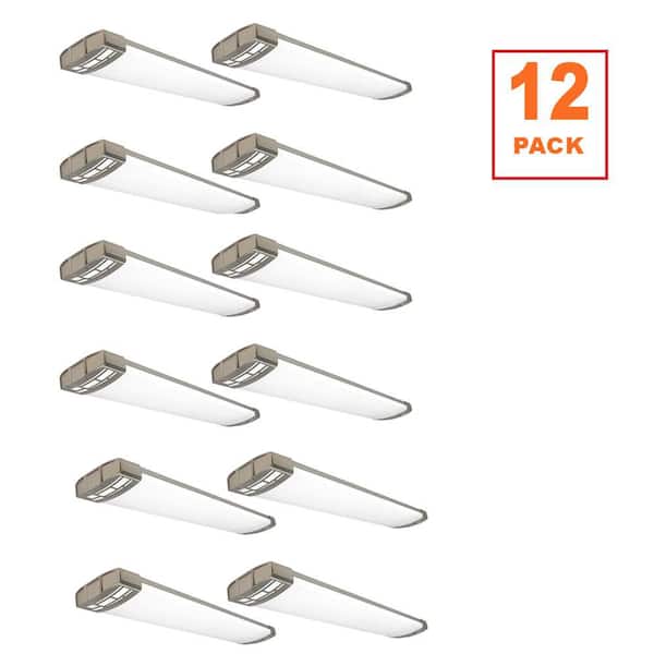 12-Pack 4 ft. Brushed Nickel Mission End Caps 5250LM 75W Integrated LED Wraparound Light Adjustable CCT