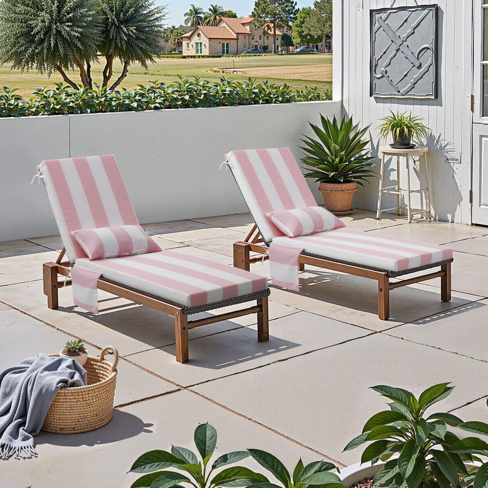 2-Pack Waterproof Garden Chair Cushions - High Back Seat Pads 45x108cm With Ties | Thick Foam For Outdoor Patio, Rocking Chairs & Loungers