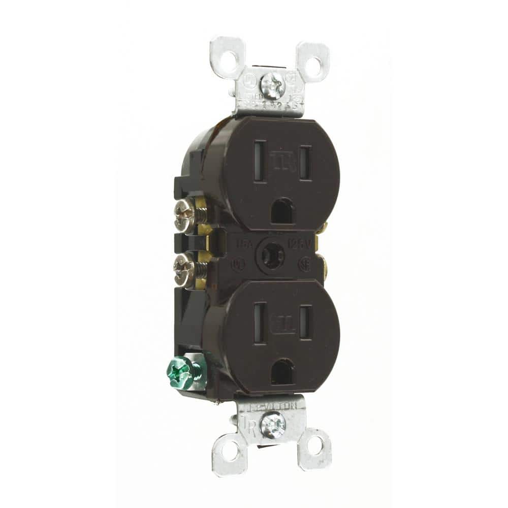 Brown Tamper-Resistant Duplex Outlet with Wall Plate