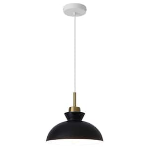 Lustre 11 in. 1-Light Black Dimmable Modern Industrial Metal Shaded Single Pendant Light