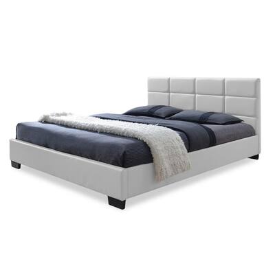 Faux Leather Baxton Studio White Beds Bedroom Furniture The Home Depot Faux Leather Baxton Studio White, Engelbertha White Queen Upholstered Bed