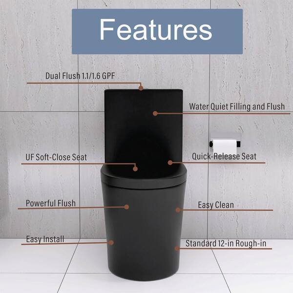 Lycvki 28 in. 1-piece 1.1/1.6 GPF Dual Flush Round Toilet in