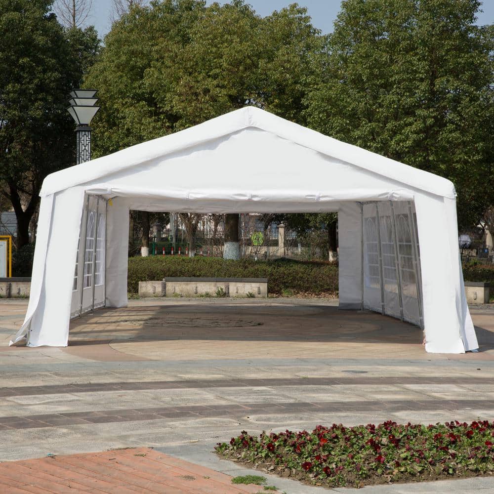 Outsunny White 16' x 32' Heavy Duty Party Tent with Removable Sidewalls