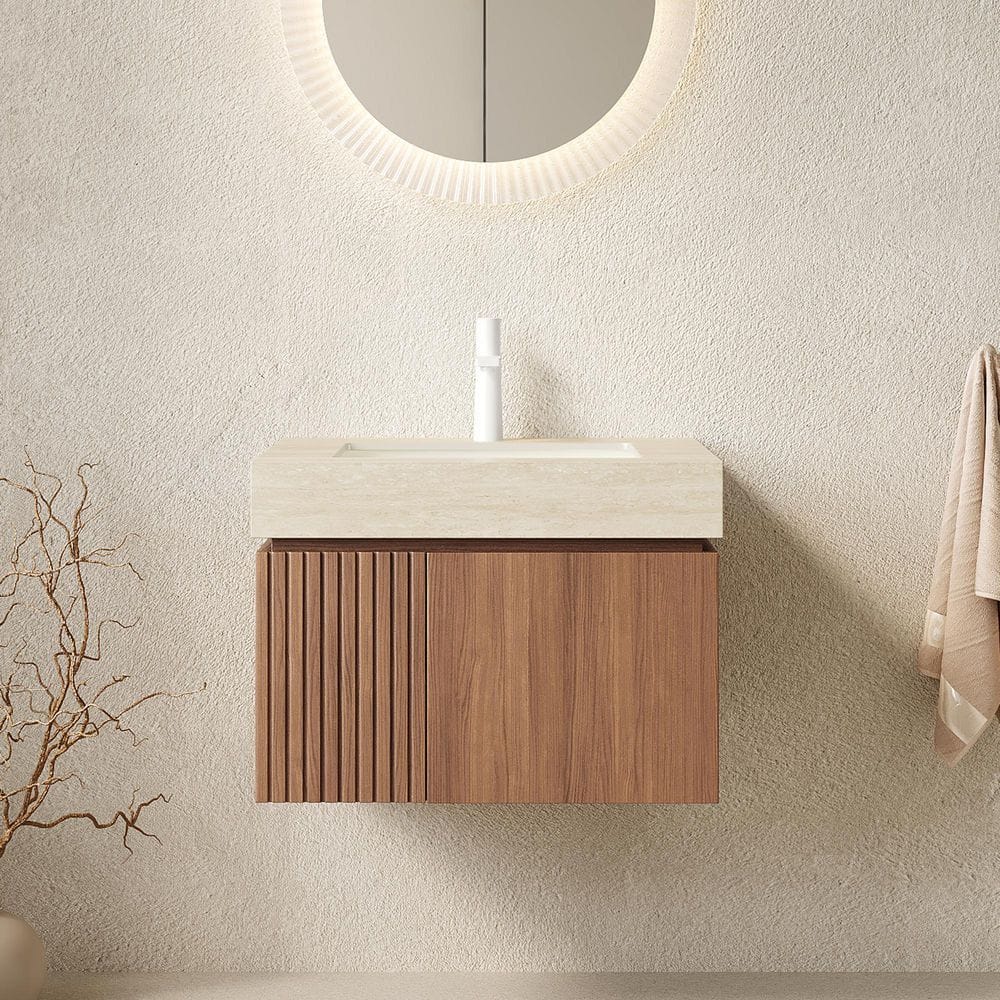 24 in. W x 19 in. D x 18 in. H Single Sink Floating Bath Vanity in White Oak with Light Gray Sintered Stone Top price history on PriceWatchPro