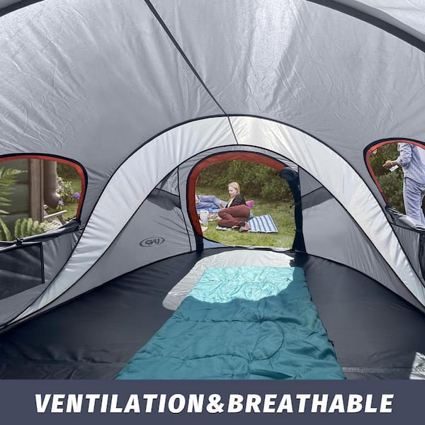 8 ft. x 3 ft. Gray Polyester Pop-up Camping Tent, 3 Person, Shade