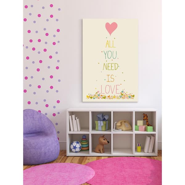 Unbranded 24 in. H x 16 in. W "All You Need Heart" by Karen Zukowski Printed Canvas Wall Art