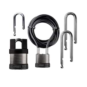 iChange 4-in-1 System Steel Keyed Padlock Pro Kit with 2-Locks, 4-Shackles, Guard and 8 ft. Cable