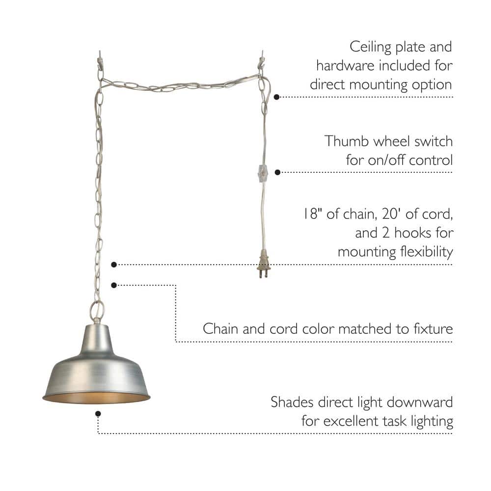 Mason Galvanized Steel 10" LED Indoor/Outdoor Swag Pendant