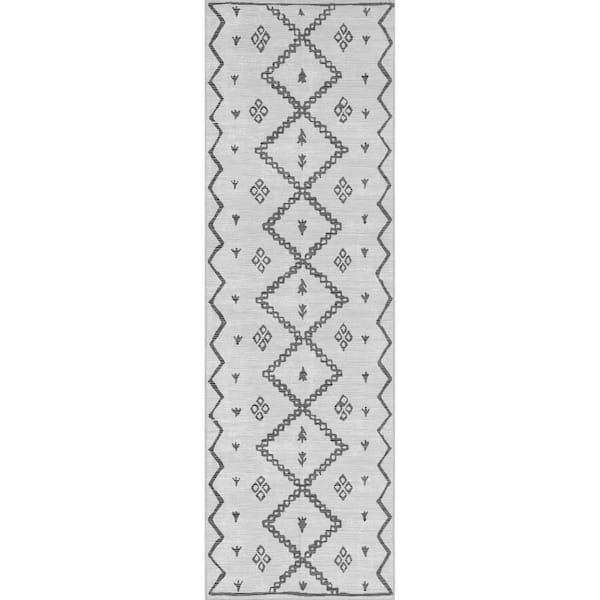 Celesta Bohemian Trellis Machine Washable Ivory 2 ft. 6 in. x 8 ft. Runner Rug