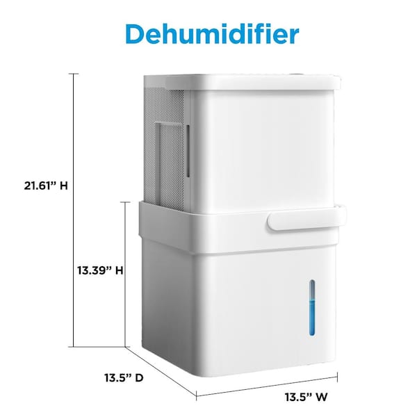 Midea - 20 pt. Coverage area 500 sq.ft. CUBE Dehumidifier in. White with Pump ENERGY STAR MOST EFFICIENT for basement or bedroom