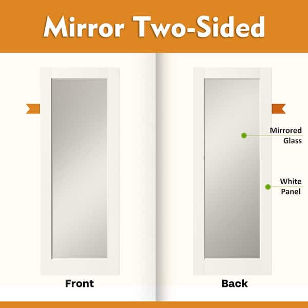 30 in. x 80 in. 2 Lite, 2-Sided Mirrored Glass, White Primed, MDF Prehung Interior Door Right-Handed Jamb and Hardware