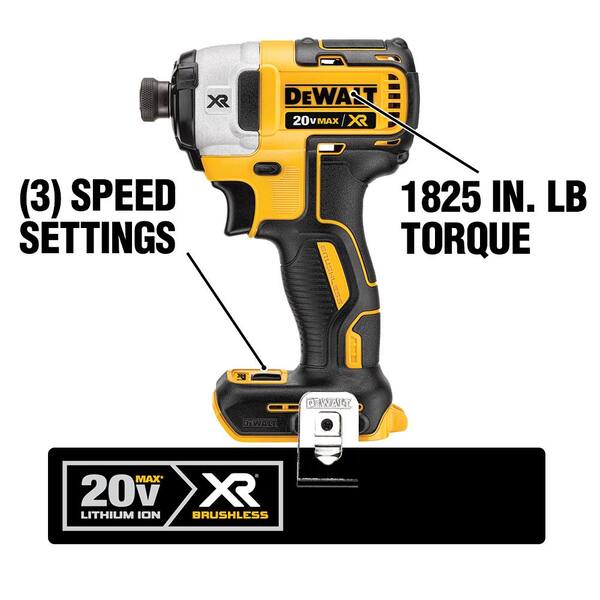 DEWALT 20V MAX XR Cordless Brushless 3 Speed 1 4 in. Impact Driver