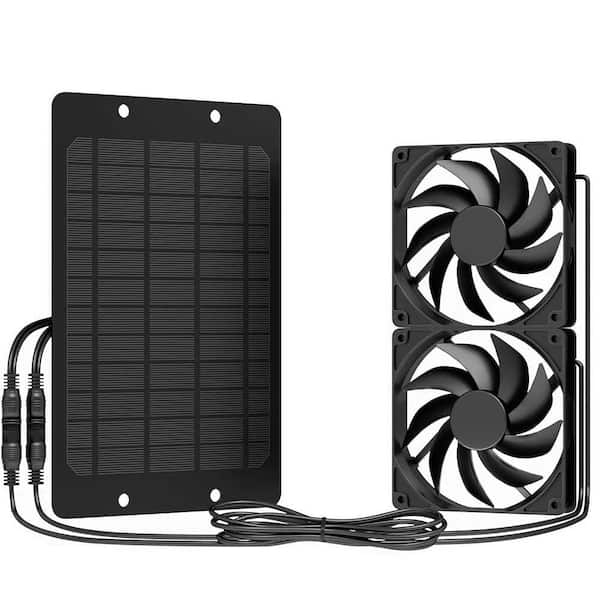 Solar Powered Exhaust Fan Kit for Outdoor Use with IP65 Waterproof Auto On/Off Feature and Dual High-Speed Fans