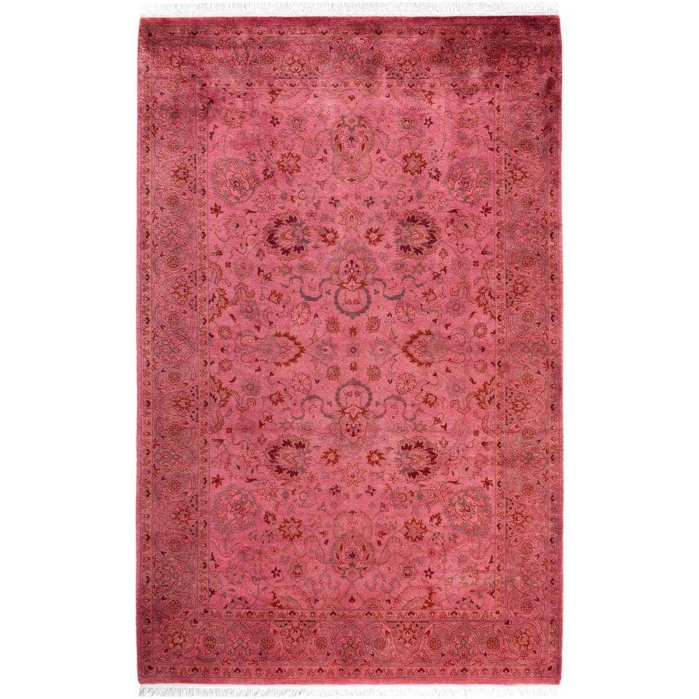 Chloe & Olivia Home Overdyed Pink 5 ft. x 7 ft. Solid Wool Indoor