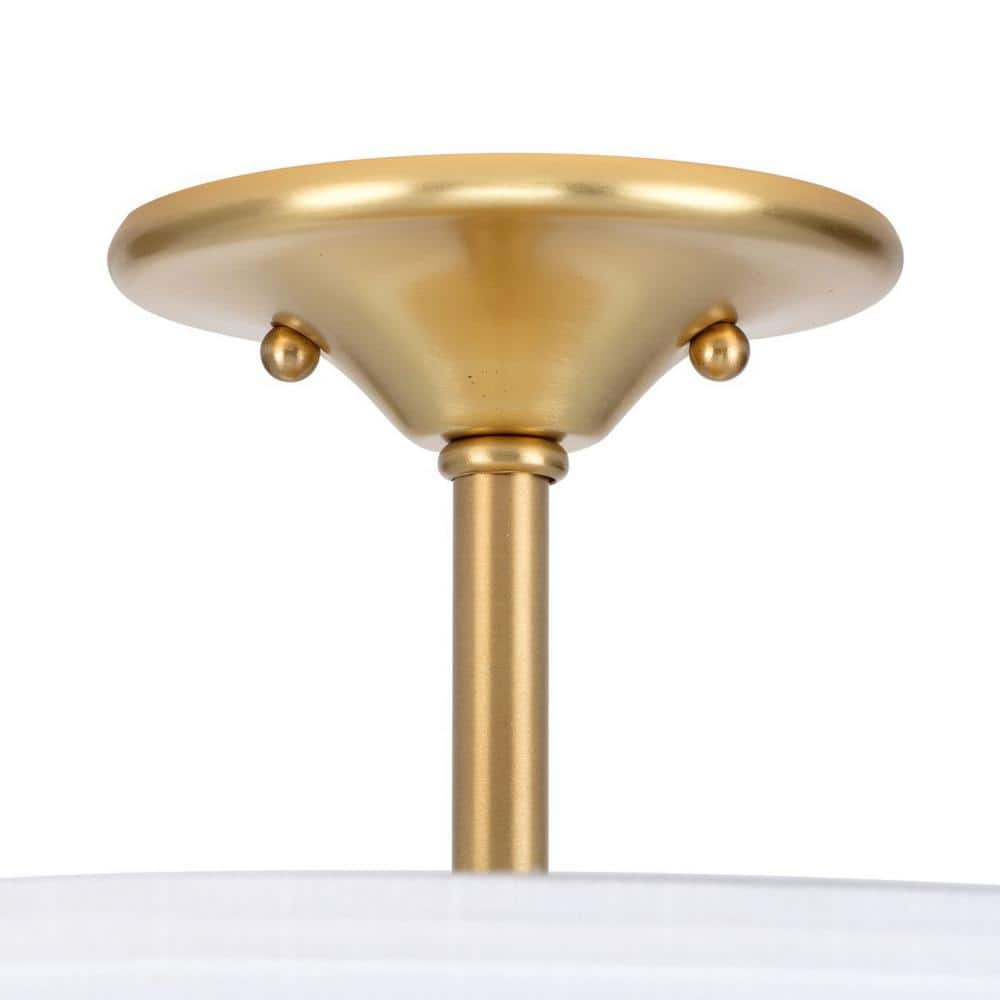 Elegant 18" Satin Brass Semi-Flush Mount with Summer Linen Shade