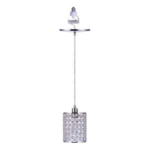 WHP 1-Light Brushed Nickel Recessed Light Conversion Kit Shaded Pendant Light with Cylinder Crystal Shade
