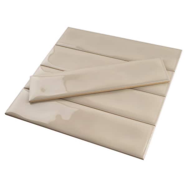 MOLOVO Sierra Almond 2.95 in. X 11.81 in. Glossy Ceramic Subway