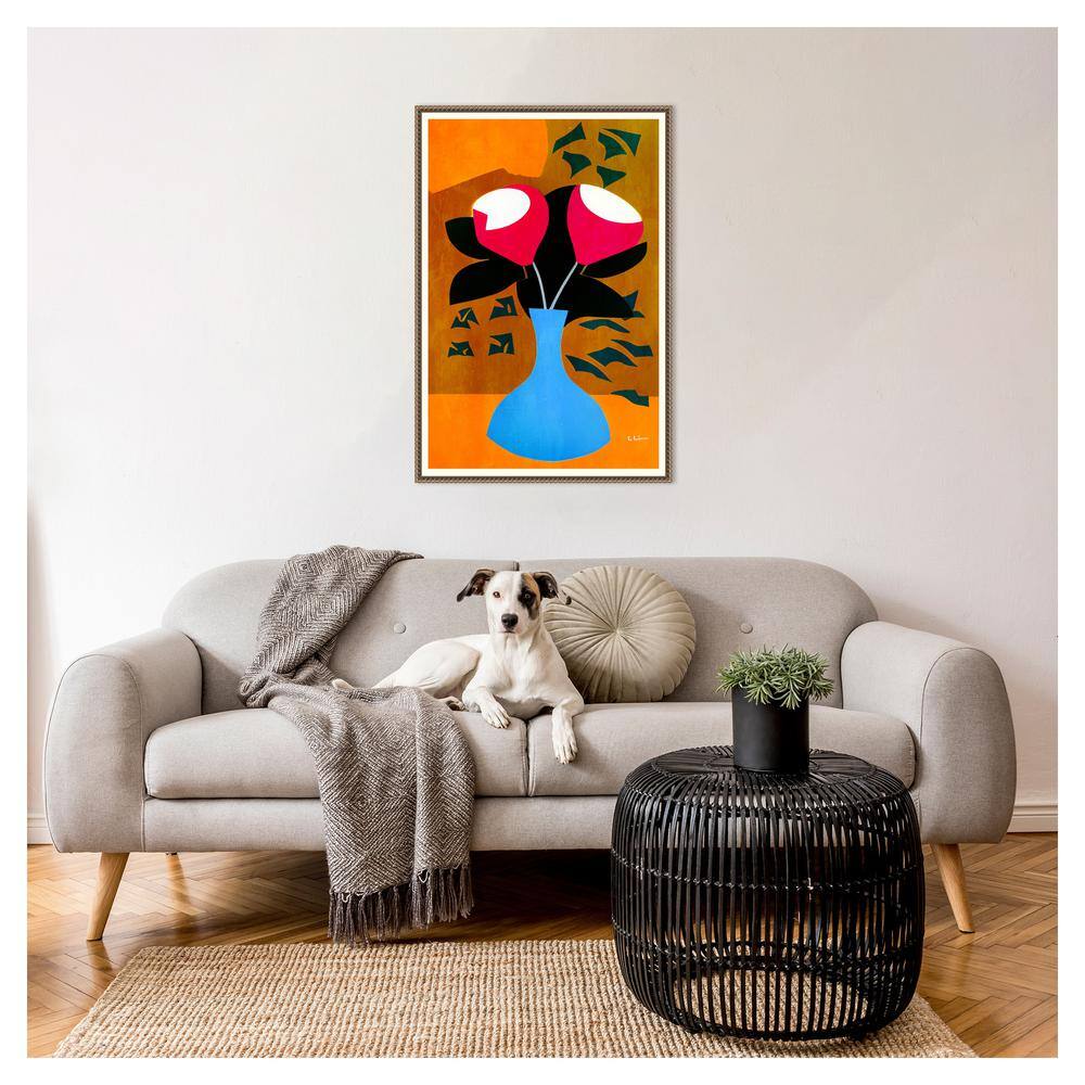 Large Beaded Framed Abstract Botanic Canvas Wall Art
