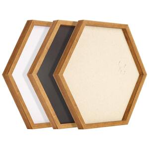 Natural Wood Hexagon Dry Erase, Chalkboard and Pinboard 3-Piece Wall Organizer Set