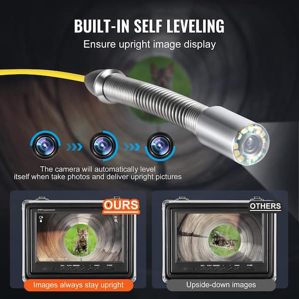 VEVOR Sewer Camera 165 ft. /50 m 1080P HD Screen with 512 Hz
