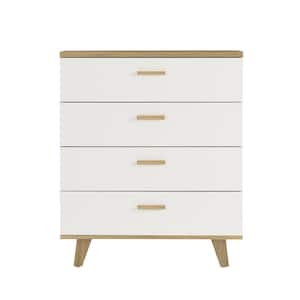 Rosewood White Finish 4 Drawer Chest of Drawers, Bedroom Storage Cabinet(32.49 in H. x 31.5 in W x 15.75 in D)