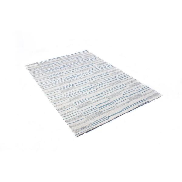 Valencia Ivory/Blue 5 ft. x 8 ft. (5 ft. x 7 ft. 6 in.) Geometric Contemporary Area Rug