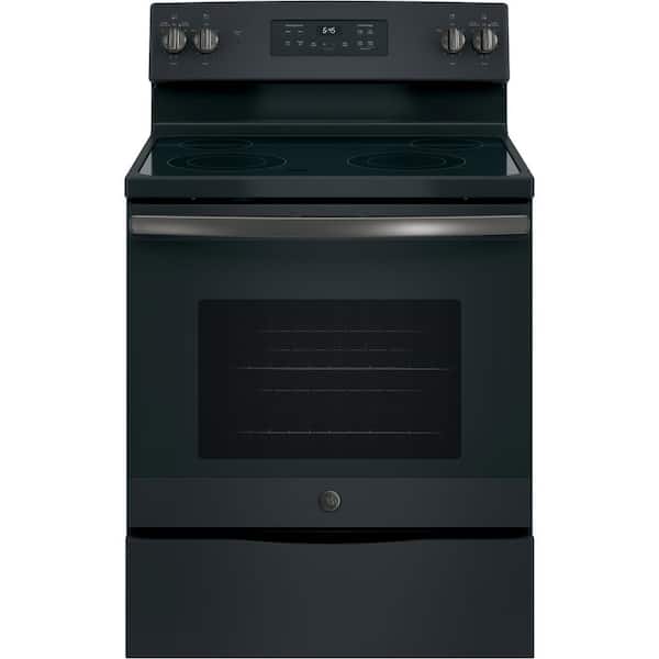 GE 30 in. 5.3 cu. ft. Electric Range with Self-Cleaning Oven in Black Slate, Fingerprint Resistant