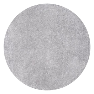 Haze Solid Low-Pile Gray 4 ft. Round Area Rug