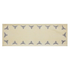 Buzzy Bees 12 in. W x 36 in. L Yellow Honeycomb Cotton Table Runner