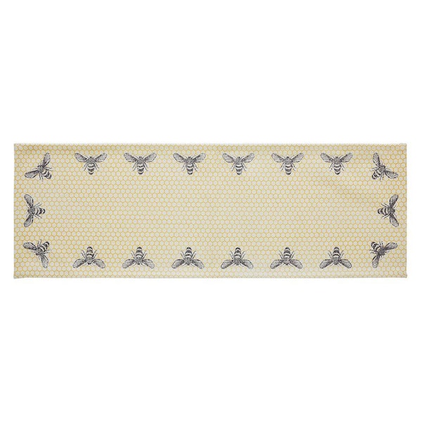 Buzzy Bees 12 in. W x 36 in. L Yellow Honeycomb Cotton Table Runner
