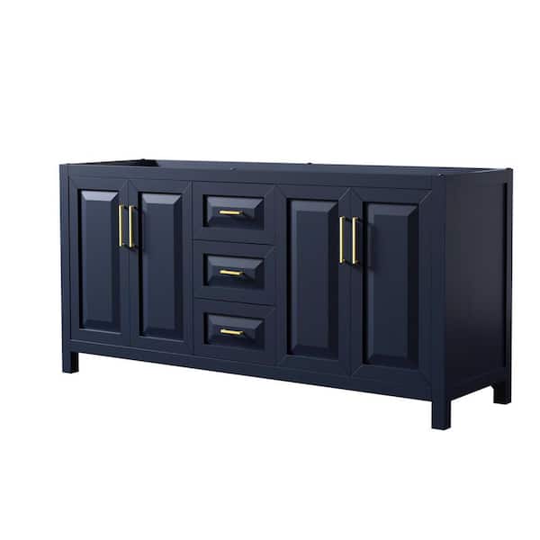 Wyndham Collection Daria 71 in. Double Bathroom Vanity Cabinet Only in Dark Blue